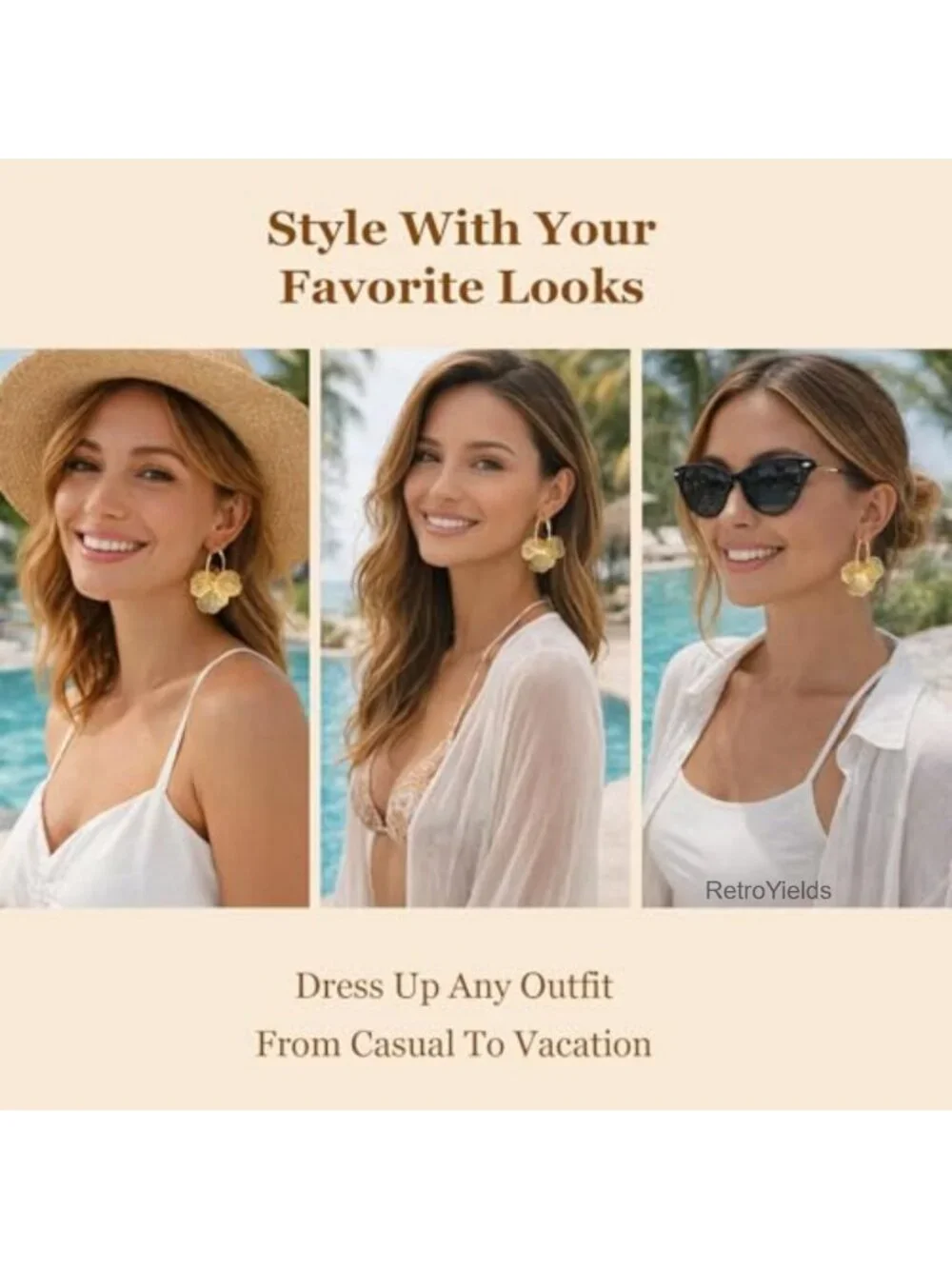 Flower Statement Drop Earrings for Women Bohemian Floral Dangle Hoop Earrings